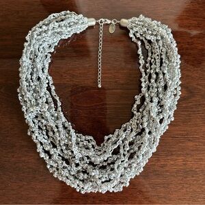 Grey Stretchy Multi-Strand Choker Necklace